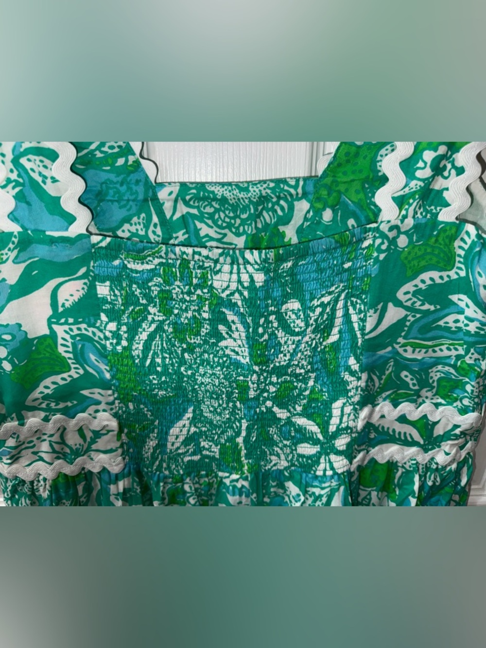 Lilly Pulitzer Botanical Green Safari Sangria Pollie Cotton Midi Dress Size 10 - Picture 7 of 10